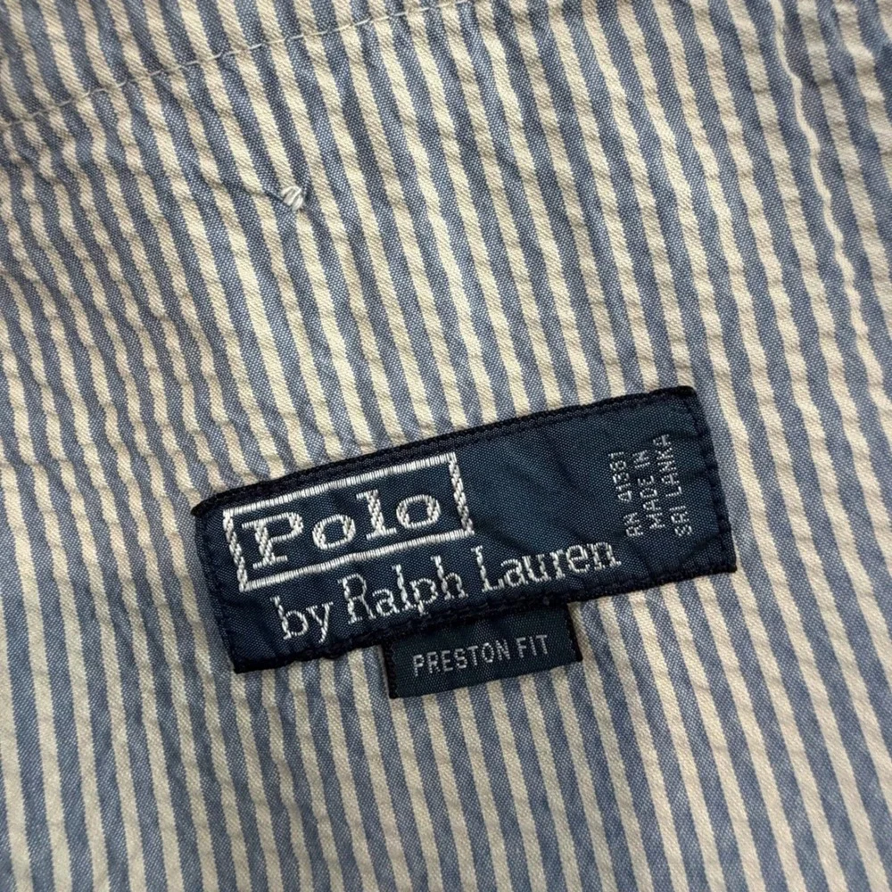 Polo Ralph Lauren Bleeker Blue Striped Seersucker Chino Pants, 38 Preppy Coastal
